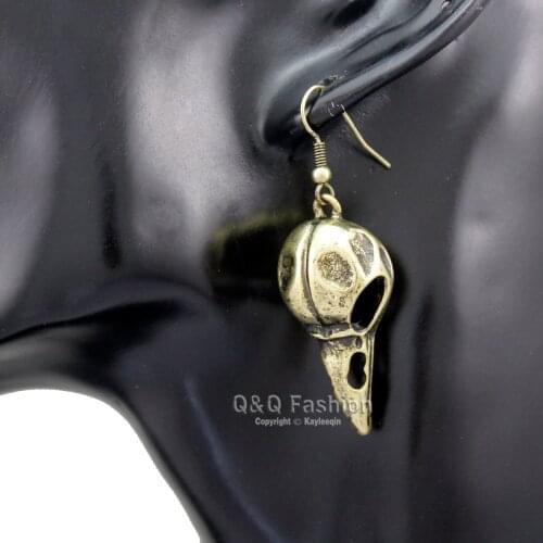 Jewelry Vintage Skull Bird Dangle fashion Earrings Crow Raven Gothic Punk Emo Steampunk beak Wholesale Skeleton Trendy