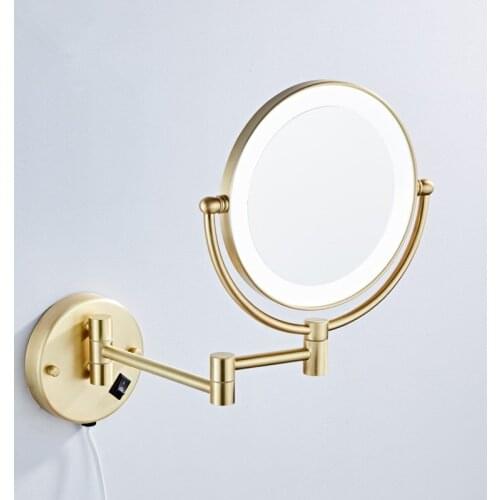 8 Inch LED Makeup Mirror With Plug 3X /1X Magnifying Folding Wall Illuminated Mirror Double Bathroom Mirrors
