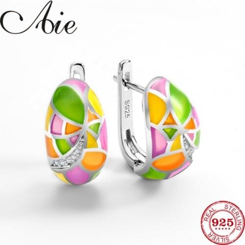 Silver Earrings For Women Pure 925 Sterling Silver Earrings brincos Fashion Jewelry Stitching color Handmade Enamel