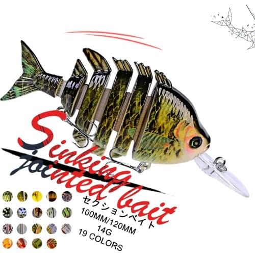 1PCS 100MM/120MM Minnow Wobblers Sinking Fishing Lures Section Bait 6 Segment Multi Jointed Bait Swimbait Fishing Tackle