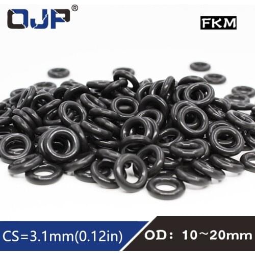 10PCS/lot Fluorine rubber Ring Black FKM O ring Seal CS:3.1mm OD10/11/12/13/14/15/16/17/18/19/20mm Rubber O-Ring Seal Gasket