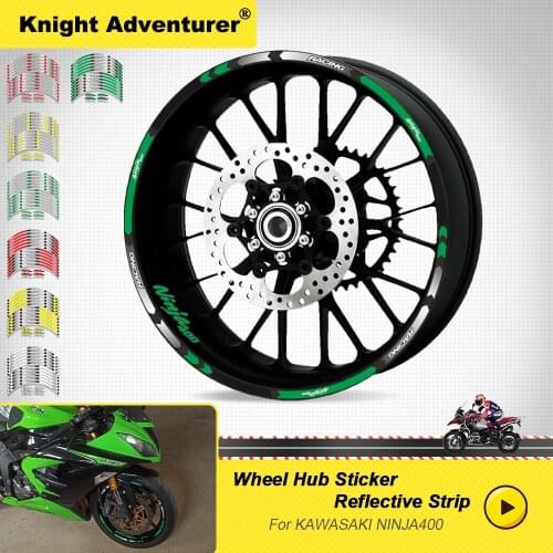 12 Strips Front Rear Stickers Moto Decal Sticker Motorcycle Decals Reflective Waterproof Wheel Decals FIT For NINJA400 ninja400