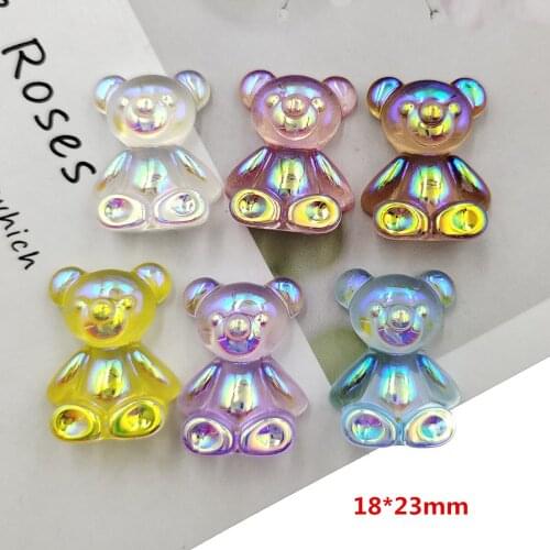 20pcs/lot DIY resin ab color bears for kids hair clothes accessories resin cabochons resin charms