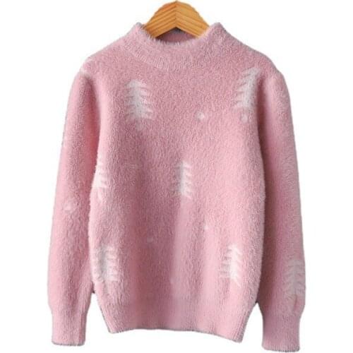 2021 Ins New Fashion Girls Sweaters Winter Warm Fleece Pullovers Children Clothing Outwear Jumpers Sweater