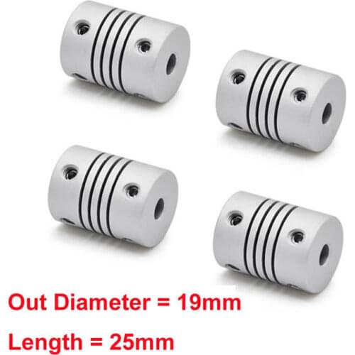 4pcs 8x8mm Aluminum CNC Motor Jaw Shaft Coupler Flexible Coupling OD 19mm Length 25mm For DIY CNC Frame Machine 3020 3040 6040