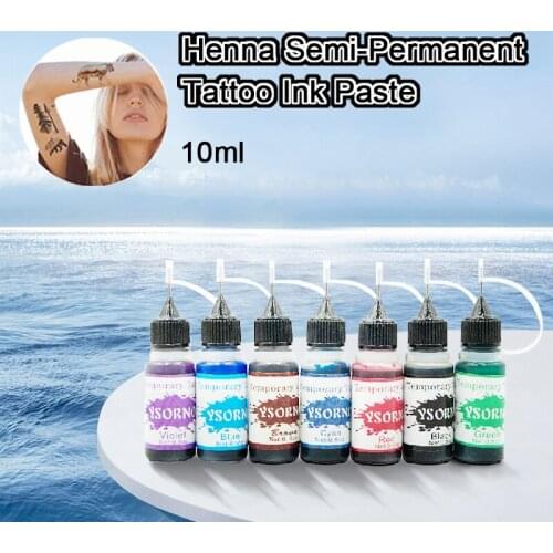 5Pcs 10ML Waterproof Juice Tattoo Ink Semi-Permanent Hollow Tattoo Template Sticker Cream Natural Lasting Tattoo Freehand Pastes