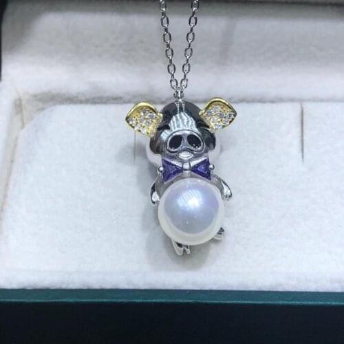 Cute Pig Style 925 Sterling Silver Necklace Set Findings Jewelry Settings Mountings Parts for Akoya Edison Pearls, Coral, Jade