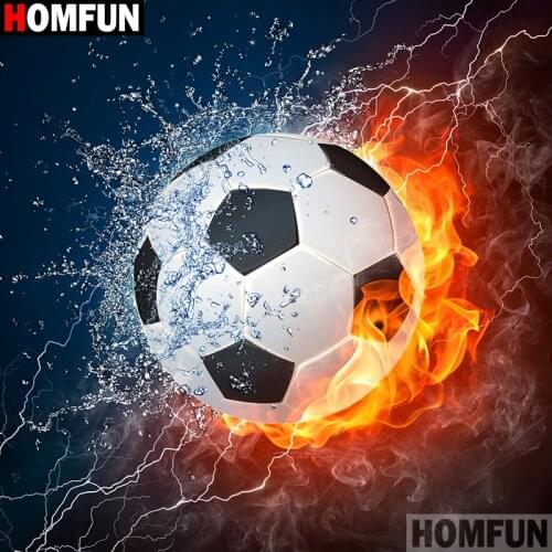 HOMFUN 5d Diamond Painting Full Square/Round "Ice fire football" Picture Of Rhinestone DIY Diamond Embroidery Home Decor A00746