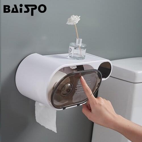 BAISPO Wall Mount Tissue Box With Garbage Bag Storage Waterproof Toilet Paper Holder Punch-free Tissue Box Bathroom Accessories