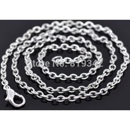Free Shipping 24 Strands Silver Plated Lobster Clasp Link Chain Necklaces 18" Findings Wholesale