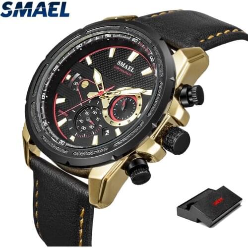 Relogio SMAEL Mens Watches Top Brand Luxury Mens Military Sports Watch Casual Leather Waterproof Quartz Watch Relogio Masculino
