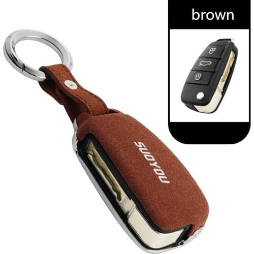 Car Key Shell Key Case Cover Genuine Leather+Galvanized Alloy For Audi C200 A3 A4L B7 B6 B8 C5 C6 Q5 Q7 A6L B9 A6