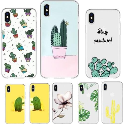 Patterned Floral Summer Cactus Flamingo Phone Case Coque For iPhone 6 6S X XR MAX Clear Phone Cover For iPhone 8 7 5 Plus