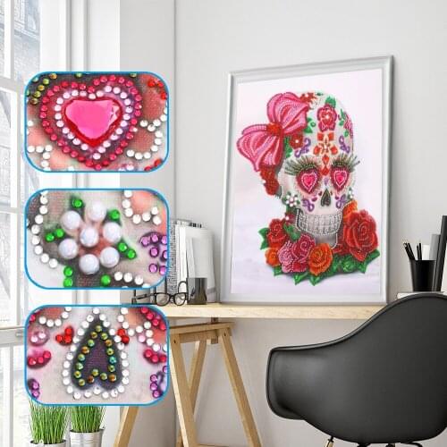 Skull Diamond Painting DIY 5D Partial Drill Cross Stitch Kits Crystal Rhinestone Of Picture Serial Special Shaped Diamond Paint