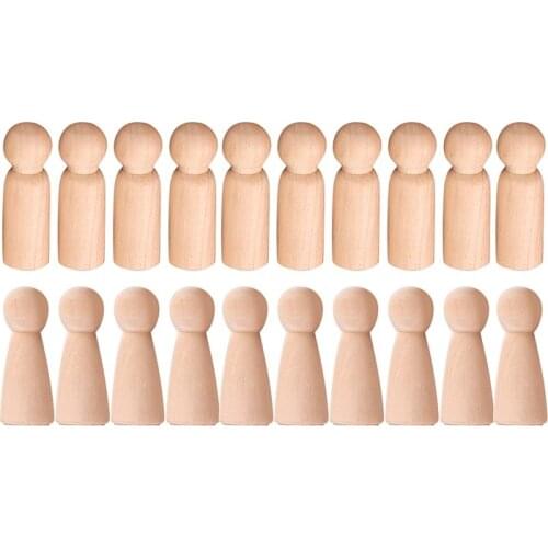 Wooden Peg Doll Unfinished Wooden People Plain Blank Bodies Angel Dolls For DIY Craft Pack of 20