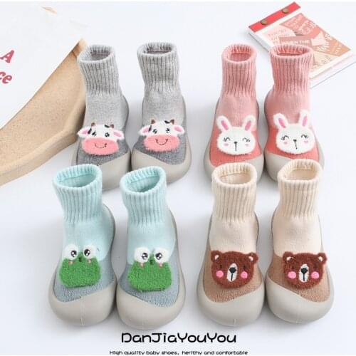 Toddler Indoor Floor Shoes Baby Anti Slip Socks Learning To Walk Cotton Baby Socks With Rubber Soles Infant thick Socks winter