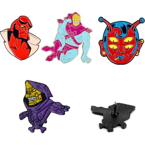 Skeletor He-Man and the Masters of the Universe Brooch Enamel Lapel Pin For Men Women Hellboy Skull Brooches Halloween Gifts