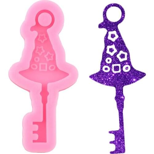 Halloween Witch Hat Key Shape Silicone Keychain Mold Jewelry Making Necklace Epoxy Resin Molds DIY Handmade Charms Moulds