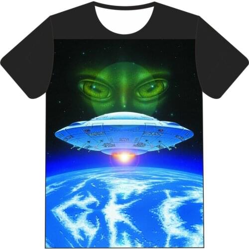 Alien UFO Earth Sea Fruit Apple Print Camisetas Clothing Boys Girls Clothes T shirt Kids Fashion Tshirts Baby Girl Shirt T-shirt