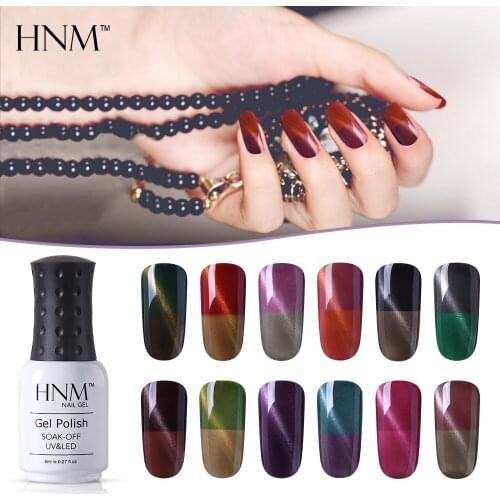 HNM 8ML Cat Eye Thermal Color Change UV Led Gel Nail Polish Soak off Hybrid Lucky Semi Permanent Enamel Nail Shilak Gel ink