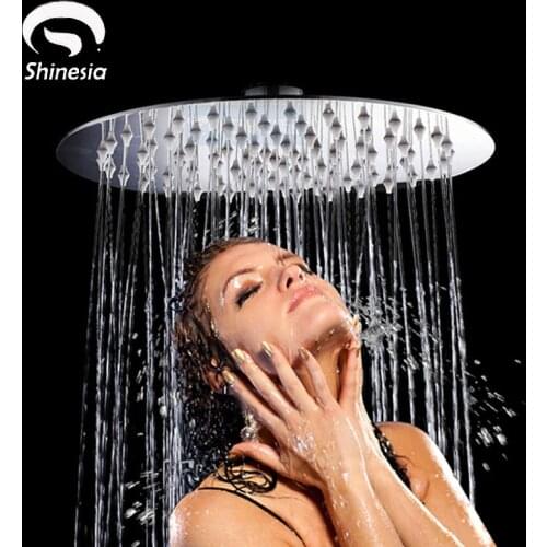 Shinesia Ultra-thin Chrome Shower Head 4"/6"/8 "/ 10" / 12 " Square Round 304 Stainless Steel Rain Shower Bathroom Accessories