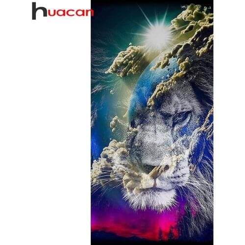 Huacan Full Square/round Diamond Art Painting Lion Home Decor Diamond Embroidery Mosaic Animal Fantasy Wall Stickers