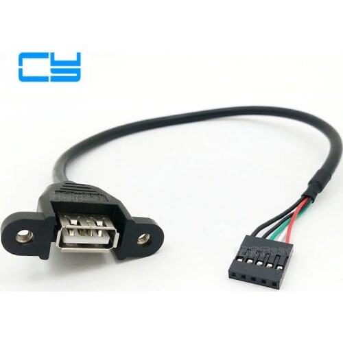 30cm 50cm USB 2.0 A panel mount Female Connectors to Head 5pin Female Dupont Cable