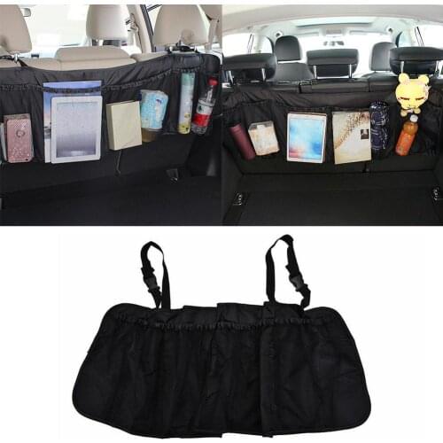 Car Rear Seat Back Storage Bag Multi Hanging Nets Pocket Car Organizer Stowing Auto Interior Trunk Accessories Bag Tidying F7D2