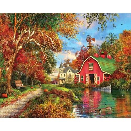 GATYZTORY DIY frame oil painting by numbers for adults autumn nature landscape picture by numbers acrylic art supplies wall pain