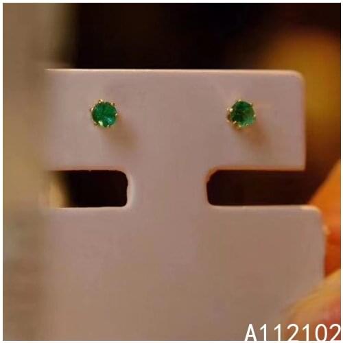 KJJEAXCMY 925 sterling silver inlaid natural emerald Chinese Style Round Earrings for girls Support test