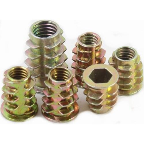 M4 M5 M6 M8 Zinc Alloy Thread For Wood Insert Nut Flanged Hex Drive Carbon Steel Hex Socket Drive Insert Nuts
