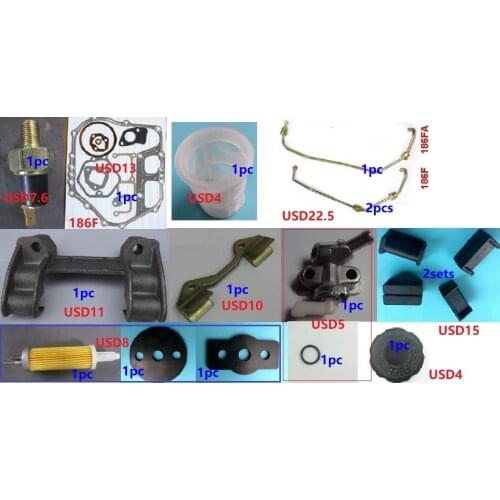 Free shipping 186F oil alarm engine gasket fuel tank bracket injection pipe Filter suit for kipor kama diesel engine