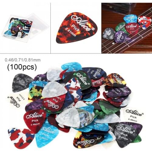 Guitar Picks 100pcs/lot Guitar Picks 0.46 / 0.71 / 0.81mm Smooth Celluloid Colorful Plectrum for Guitar Bass Ukulele