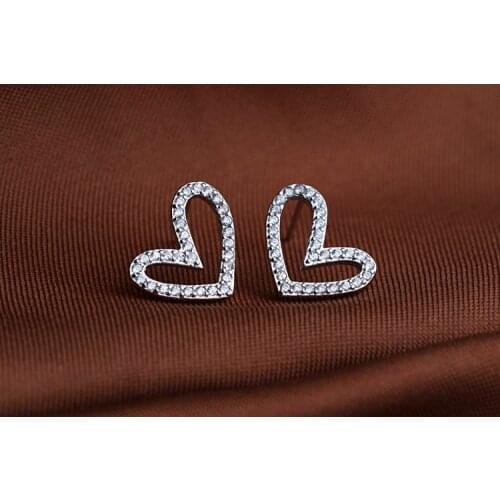 2021 NEW Sweet Zircon inlaid heart-shaped earrings female Crystal from Swarovskis Fine jewelry Fit Women For Party