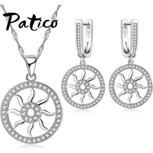 New Arrival Round Wind Wheel Shape with Micro Clear CZ Set 925 Sterling Silver Jewelry Sets for Women Bridal Wedding