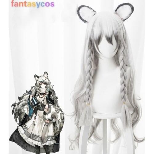 Arknights Pramanix Cosplay Wig Silver Mixed Black Long Heat Resistant Synthetic Hair Halloween Party Hair +Free wig cap