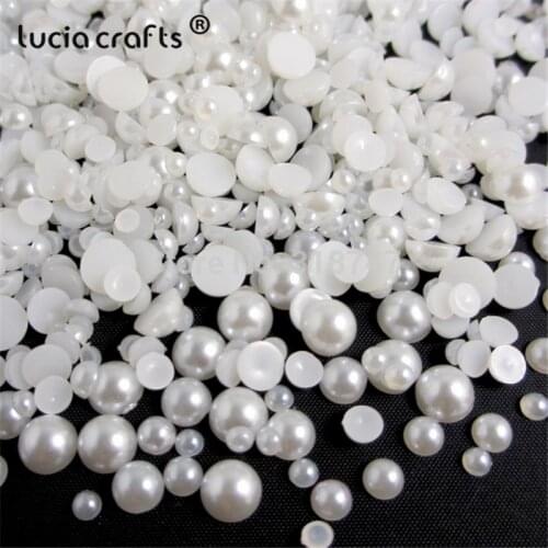 Lucia crafts ABS Resin Half Round Flatback Imitation Mixed 3/4/5/6mm Pearls 576pcs F0417