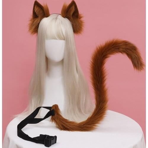Cat Ear Hair Band Fox Cats Headdress Plush Simulation Animal Ear and Tail Set Accessories Party Props Lolita Dressed Up