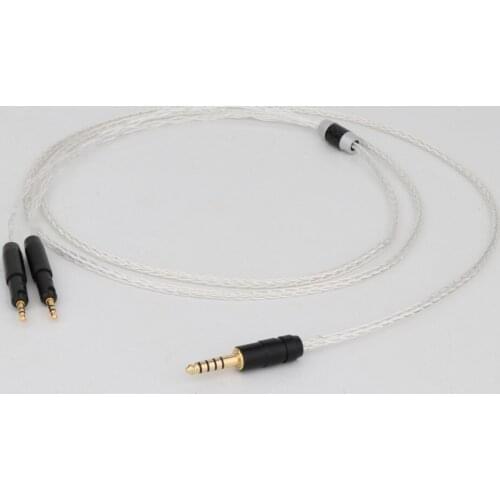 Preffair E0413 2.5mm/3.5mm/4.4mm Balanced 8 Cores Silver Plated Headphone Cable for ATH-R70X R70X