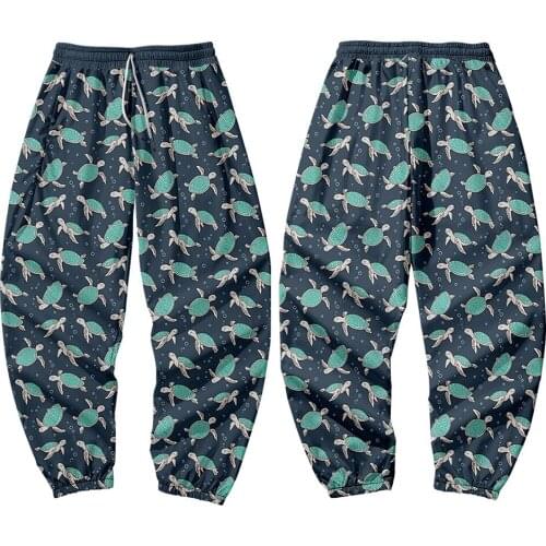 Oversize 6XL Sea Turtle Printed Men Japanese Pocket Cargo Pants Joggers Harajuku Harem Pants Sweatpant Hip Hop Trousers