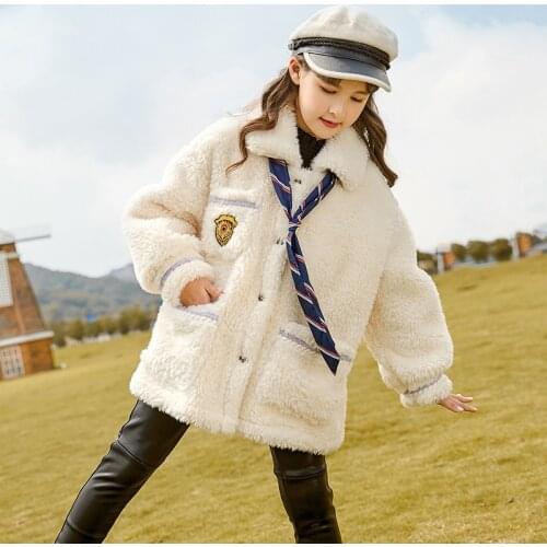 Girls Faux Fur Loose Coat Teen Girls Fashion Wool Sweater Thicken Student Winter Warm Jacket For Chirdren Thick Winter Overcoat