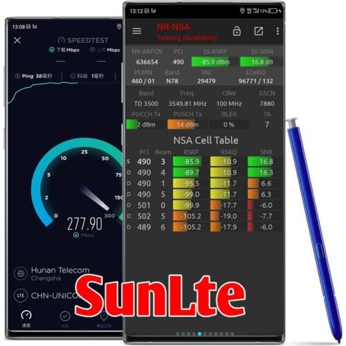 5G NR NSG TEST Phone ，samsung Note 10 + 5G device support NSA N41 and N78 band ，support External antenna
