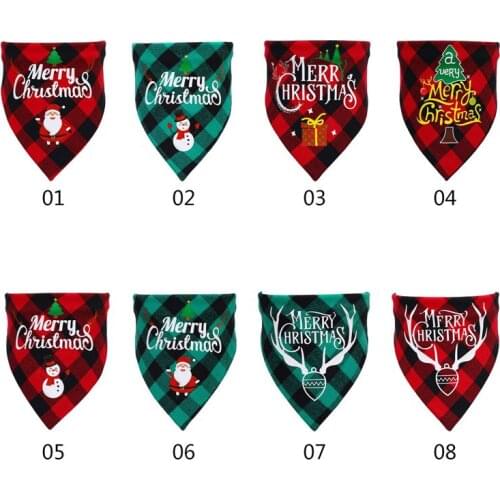 Pet Dog Cat Accessories Christmas Style Red Black Plaid Triangle Scarf Saliva Towel Dogs Puppy Pets Supplies