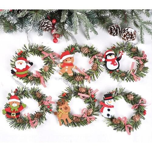 Christmas Tree Decorations Santa Claus Deer Snowman Small Wreath Christmas Ornaments Home Decoration Accessories New Year 2022