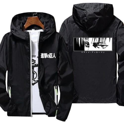Attack On Titan Mens hooded windbreaker coat spring and autumn sunscreen slim casual coat fashion jacket running sports