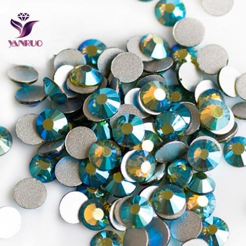 YANRUO Olivine AB Flatback Glue on Crystal Glass Dance Designs Garment Beads Glue on Vestidos