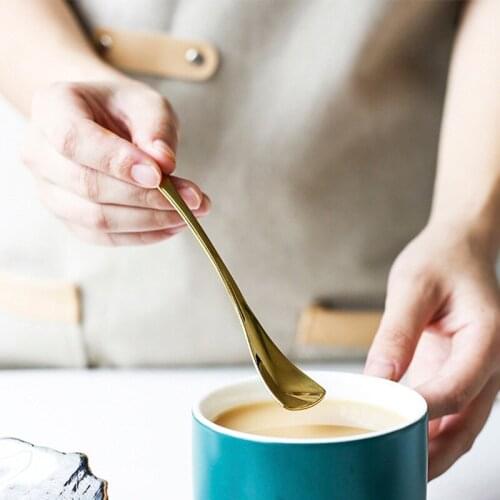 Japanese Style Simple Shaped Stainless Steel Coffee Stirring Spoon Kitchen Accessories Dessert Cooking Mixing Tableware