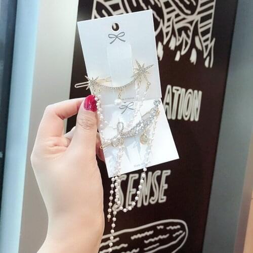 Hot new product fairy girl tassel hairpin female sen bangs clip side clip hairpin net red frog buckle clip