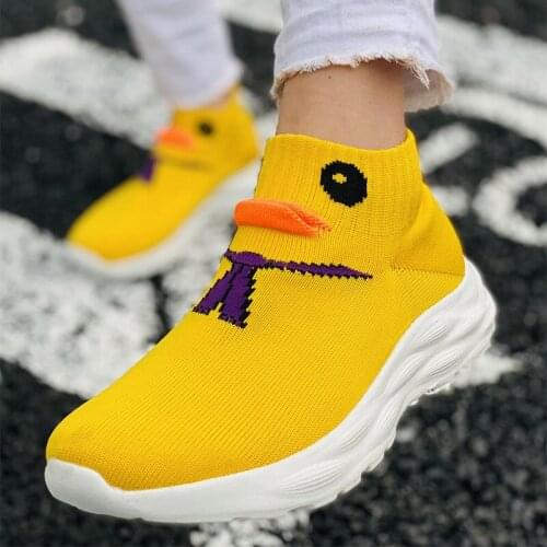 Womens Vulcanized Shoes Air Mesh Breathable Cartoon Animation Slip-On Casual Ladies Sneakers Fashion Plus Size Female Footwear