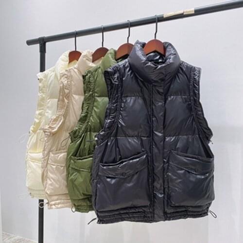 Autumn Winter Women Short White Duck Down Vest Female Loose Soft Warm Zipper Sleeveless Coat Big Size Good Quanlity Waistcoat